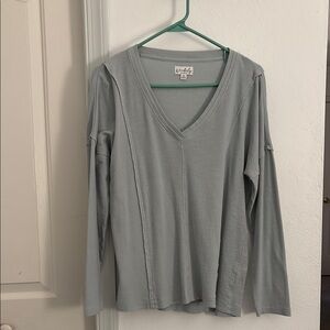 Wonderly Green Relaxed Ribbed Long Sleeve Tee